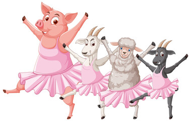 Obraz premium Farm animals dancing ballet