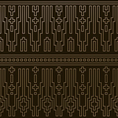 Abstract gold linear pattern, seamless vector illustration