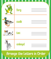 Worksheet design for arranging letters