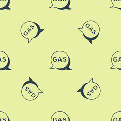 Blue Location and petrol or gas station icon isolated seamless pattern on yellow background. Car fuel symbol. Gasoline pump. Vector