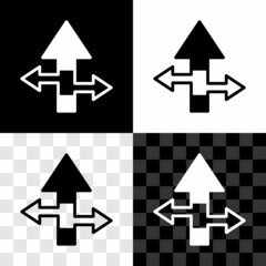 Set Arrow icon isolated on black and white, transparent background. Direction Arrowhead symbol. Navigation pointer sign. Vector