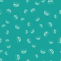 Fototapeta premium Green Brush for cleaning icon isolated seamless pattern on green background. Vector
