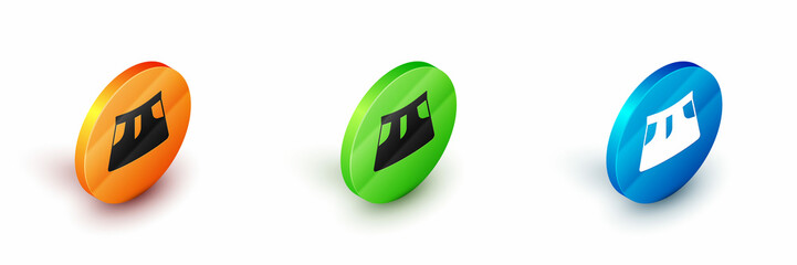Isometric Skirt icon isolated on white background. Circle button. Vector