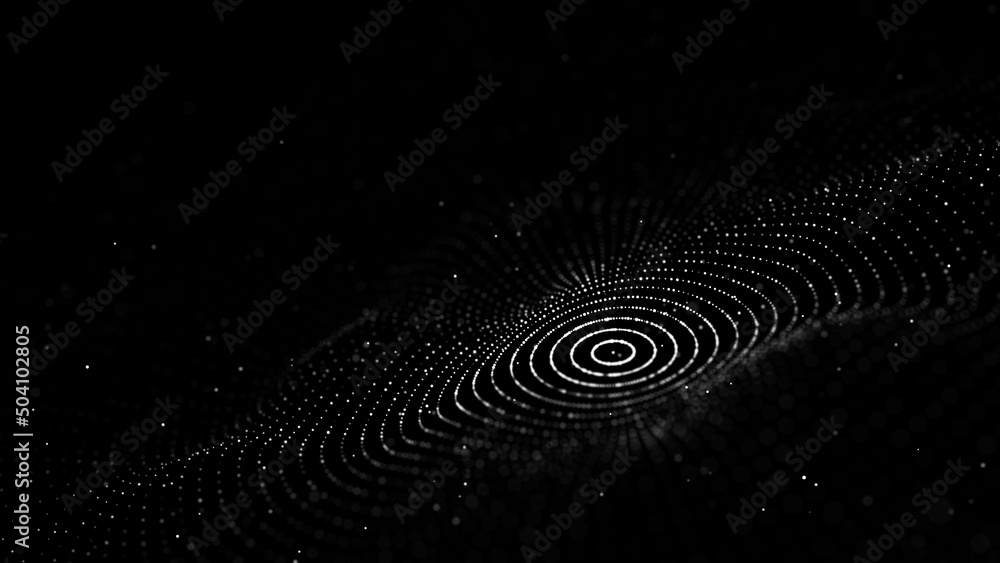 Poster 3d digital circular dynamic wave. technology smart wave. flow digital structure. cyber technology ba