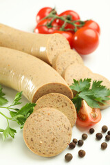Concept of tasty food, liverwurst, close up