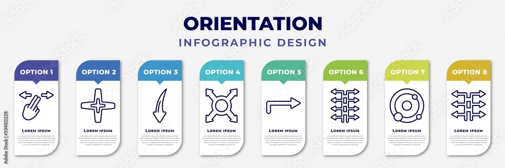 Poster infographic template with icons and 8 options or steps. infographic for orientation concept. include