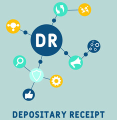 DR Depositary Receipt acronym. business concept background.  vector illustration concept with keywords and icons. lettering illustration with icons for web banner, flyer, landing page