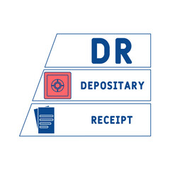 DR Depositary Receipt acronym. business concept background.  vector illustration concept with keywords and icons. lettering illustration with icons for web banner, flyer, landing page