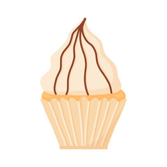 Delicious beautiful cupcake with cream. Muffin with whipped cream. Appetizing dessert for birthdays, weddings and other holidays. Logo for bakeries. vector illustration.