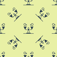 Blue Gender equality icon isolated seamless pattern on yellow background. Equal pay and opportunity business concept. Vector