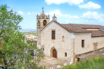 Fototapeta na wymiar View of Church of Santa Maria del Mercado in Alburquerque, Extremadura, Spain