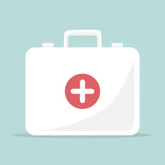 First aid kit. Emergency medical briefcase. Medicine icon