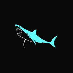 shark angry logo vector on black background