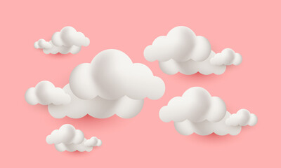 3d rendering design cloud render stylel cartoon isolated on