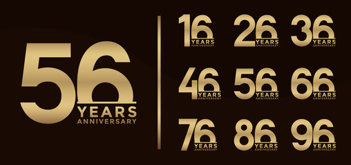 Set of Anniversary logotype and gold color with brown background for celebration