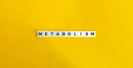 Metabolism Word and Banner. Letter Tiles on Yellow Background. Minimal Aesthetics.