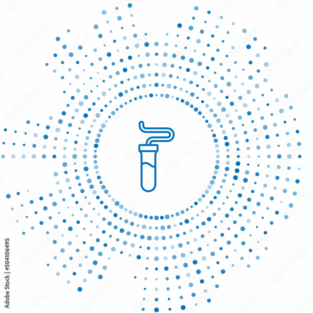 Poster blue line test tube and flask chemical laboratory test icon isolated on white background. laboratory