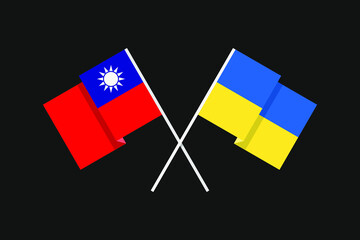 Flags of European and Asian countries of Ukraine and the Republic of China (Taiwan) in national colors. Help and support from friendly countries.