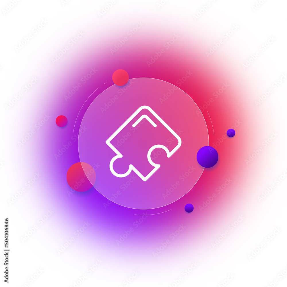Poster puzzle line icon. unsolved puzzle, problem. solving riddles. creative thinking concept. glassmorphis