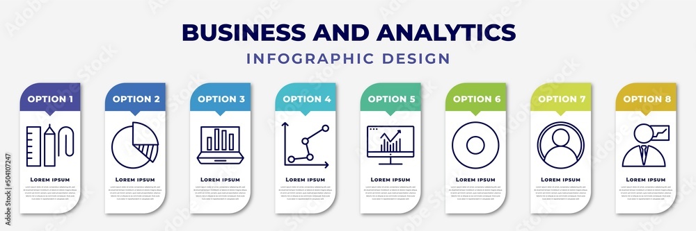 Poster infographic template with icons and 8 options or steps. infographic for business and analytics conce