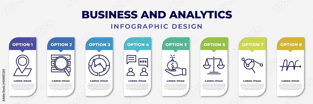 Poster infographic template with icons and 8 options or steps. infographic for business and analytics conce