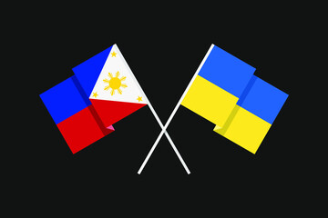 Flags of European and Asian countries of Ukraine and the Republic of the Philippines in national colors. Help and support from friendly countries.