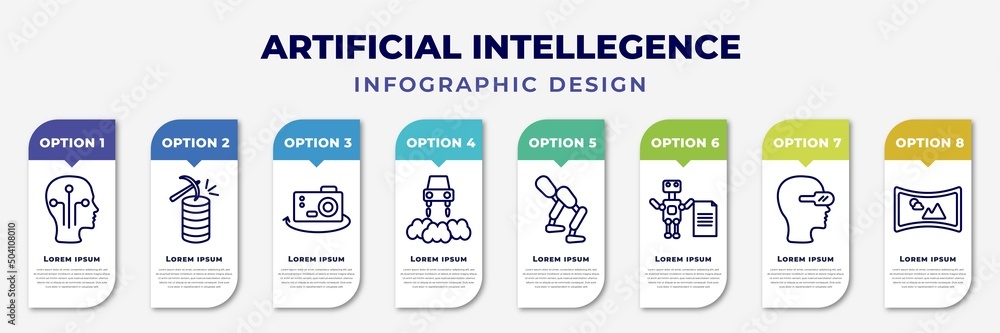 Poster infographic template with icons and 8 options or steps. infographic for artificial intellegence conc
