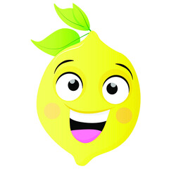 Cheerful yellow lemon with a big smile