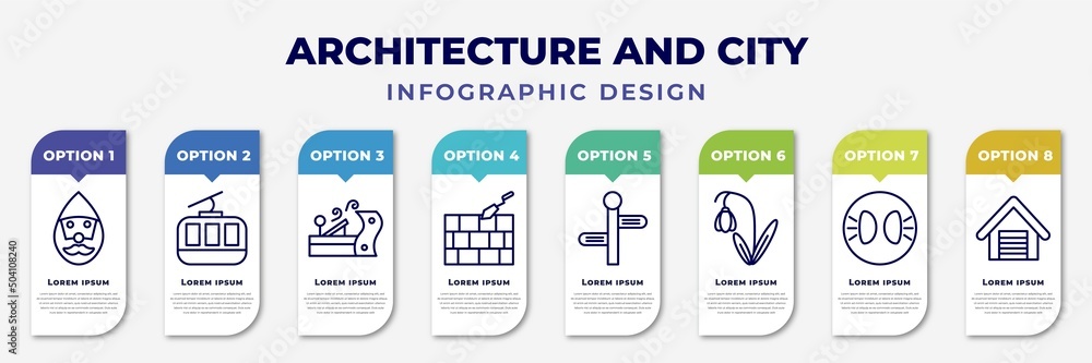 Poster infographic template with icons and 8 options or steps. infographic for architecture and city concep