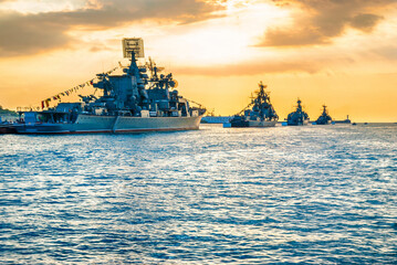 Military navy russian ships and cruiser Moskva Moscow