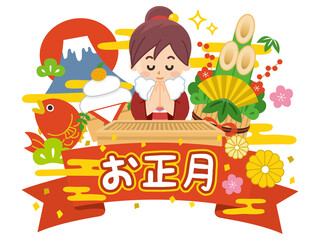 お正月　元旦　新年　バナー　POP　デザイン　アイコン