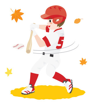 スポーツの秋に野球をする男の子