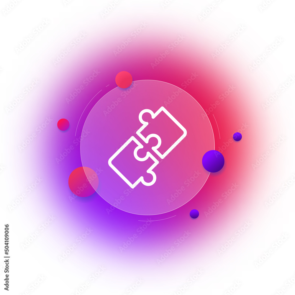 Poster two puzzle line icon. unsolved puzzle, problem. solving riddles. creative thinking concept. glassmor