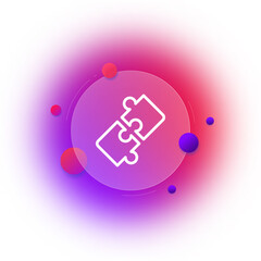 Two puzzle line icon. Unsolved puzzle, problem. Solving riddles. Creative thinking concept. Glassmorphism style. Vector line icon for Business and Advertising