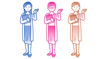 医師 案内 女性 全身