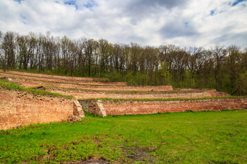 Singing terraces are garden terraces built at 19th century and fortified by brick walls in Kharkiv region, Ukraine