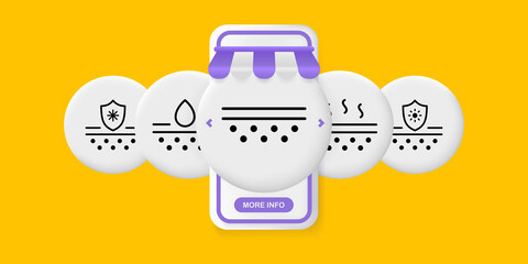 Skin hydration set icon. Skin care cream, pore cleaning, acne protection. Moisturizing the skin. UI phone app screens with people. Vector line icon for Business and Advertising