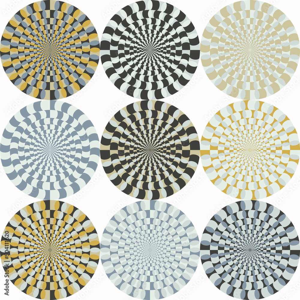 Poster op-art effect vector graphics made with abstract geometric shapes using digital transition effect