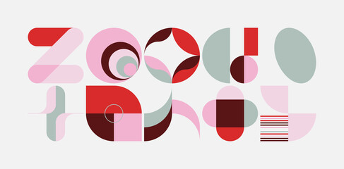 Mid-Century Inspired Graphic Pattern Art Made With Abstract Vector Geometric Shapes and Elements