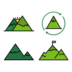Mountain set icon vector. Filled line icon style. design simple illustration editable