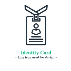 Vector identity card icon isolated on a white background.  Identity card symbols, badges, infographics for web and mobile apps.