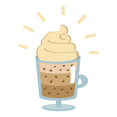 Cute cartoon style cup of latte.