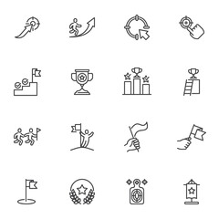 Obraz premium Success, achievement line icons set