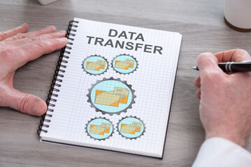Data transfer concept on a notepad