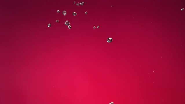 Flying of Pomegranate in Fuchsia Background in Slow Motion
