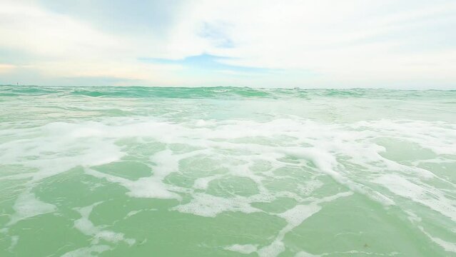 Clear And Blur Big Wave Sea Against To Camera Like Point Of View