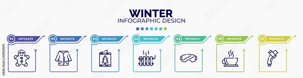 Poster infographic for winter concept. vector infographic template with icons and 7 option or steps. includ