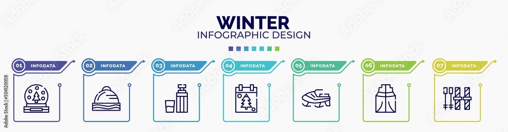 Poster infographic for winter concept. vector infographic template with icons and 7 option or steps. includ