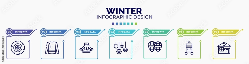 Poster infographic for winter concept. vector infographic template with icons and 7 option or steps. includ