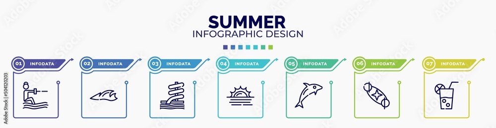 Poster infographic for summer concept. vector infographic template with icons and 7 option or steps. includ